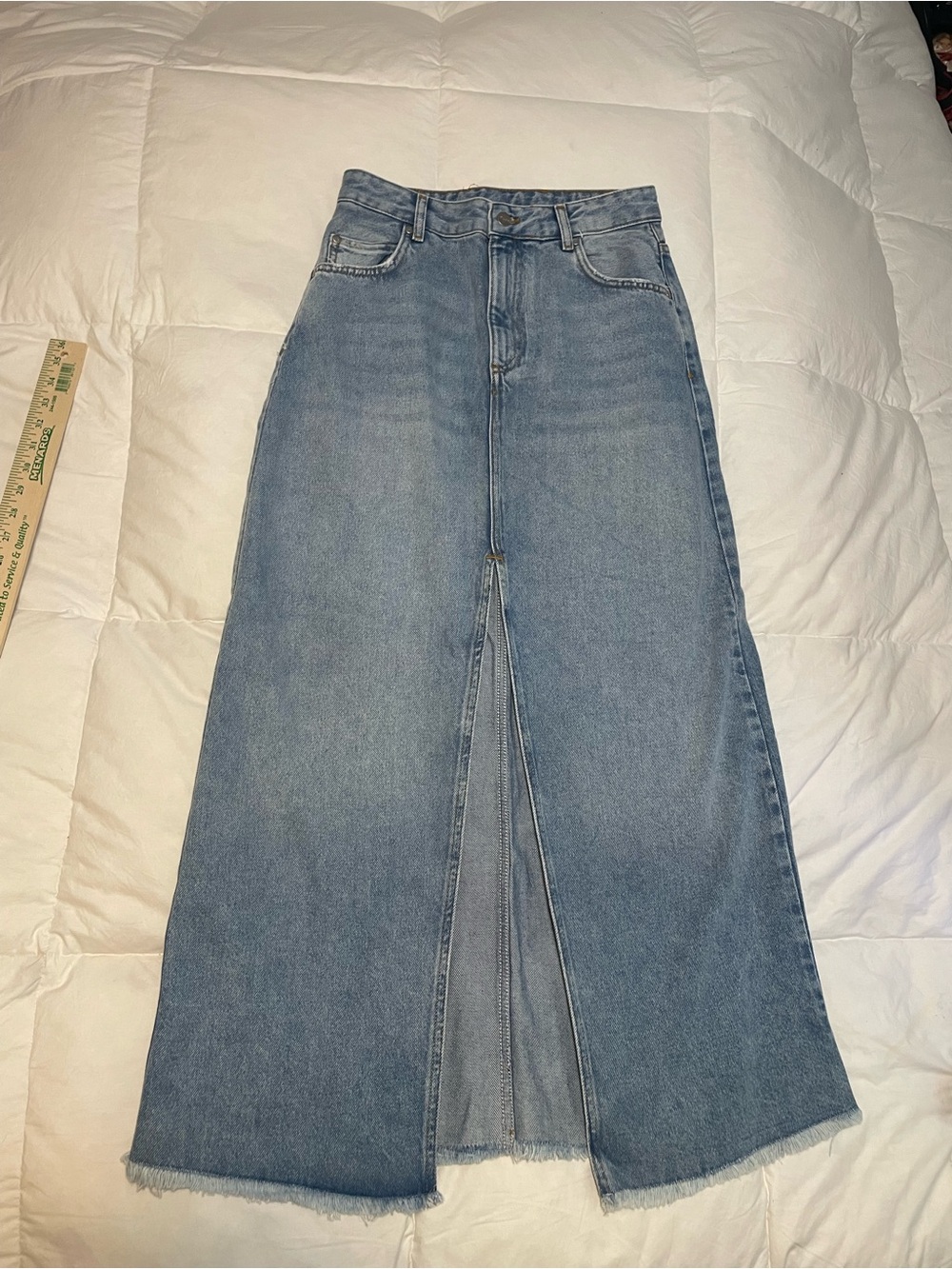PILCRO Denim Maxi Skirt High Front Slit Sz 6
